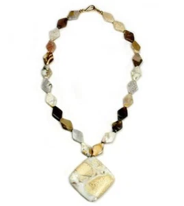 Collar de astillas de jaspe de océano con cierre de gancho y ojo NKL500001 - Imagen 1 de 1