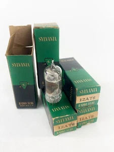 Lote de 5 tubos de audio de radio vintage Sylvania 12AT6 caja original nuevo de lote antiguo - Imagen 1 de 8