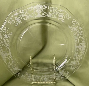 Vintage Flourentin klar Speiseteller mit Ätzkorb & Blumen - Bild 1 von 6