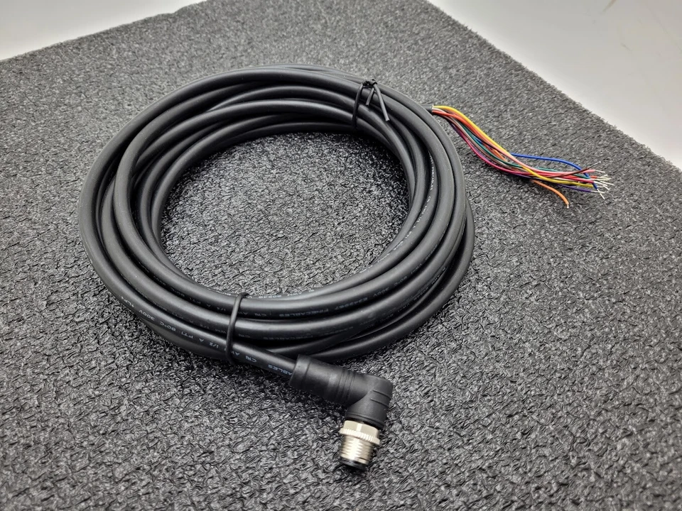 FINECABLES E343967 12Pin M12 Barrel Right Angle Male 12 Conductor New Pigtail 6M