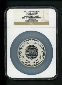 Great Britain 2013 10P SILVER 5 oz Prince George Christening NGC PF69 Ultra Came - Picture 1 of 6