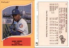 Bobby Moore Signed 1990 ProCards A and AA #51 Card Memphis Chicks Auto AU