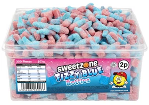 Halal Sweets Fizzy Blue Bottles, Strawberry Puffs, Sour 800g Tubs HMC Certified - Picture 1 of 64