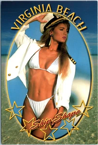 Vintage Postcard Sexy Blonde "Ship Shap Virginia Beach Bikini Four Gold stars - Picture 1 of 2