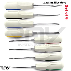 Elevadores de raíces dentales cirugía oral PDL aflojamiento dental luxante 8 piezas - Imagen 1 de 9