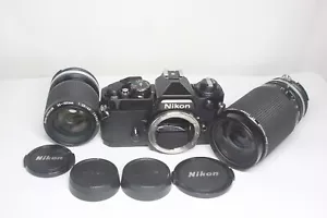 Nikon FE SLR 35mm Film Camera Nikkor 35-105mm F3.5-4.5 35-200mm F3.5-4.5 Lens - Picture 1 of 19