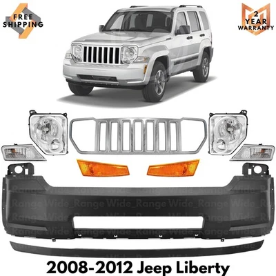 Front Bumper Cover Fascia Paintable & Grille Assembly For 2008-2012 Jeep Liberty - Изображение 1 из 4