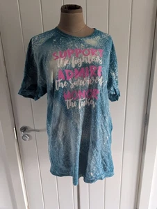 Blaues Batik T-Shirt Größe Large Unterstützung der Kämpfer Krebsbewusstsein - Bild 1 von 4