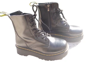 Dr Doc Martens THICK PLATFORM Black Leather Mid ZIP Boot WOMEN 8 UK6 EU 38 8 Eye - Picture 1 of 12