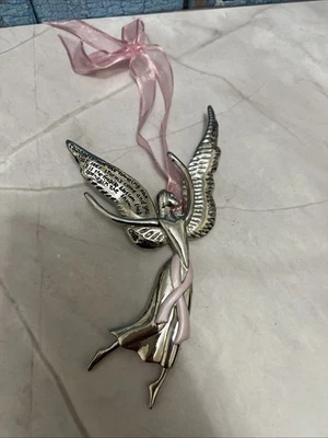 Ángel de metal adorno de Navidad ALICE M SWAIN cinta de concientización sobre el cáncer de mama rosa Foto 1 de 4