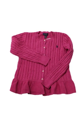 Polo Ralph Lauren Niñas Tejido con Cable Manga Larga Cárdigan Suéter Rosa Talla L Foto 1 de 4