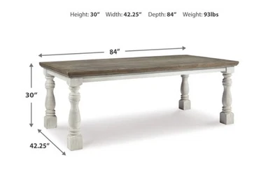 Antigua mesa de comedor rectangular lavada blanca Foto 1 de 4