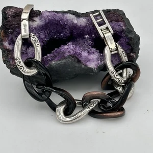 Brighton Liaison schwarz & braun ovales Gliederarmband – versilberter Akzent - Bild 1 von 12