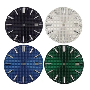 Reloj 31,7 mm azul negro blanco esfera verde lume fecha ventana a cuadros ajuste NH35 NH36 - Imagen 1 de 10