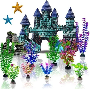 13 Pieces Aquarium Decorations Kit, Fish Tank Decorations Set Small Resin Castle - Picture 1 of 3