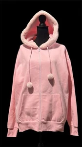 Dolls Kill Sugar Thrillz Pink Zip Hoodie Sweatjacke Gr. S Kunstfell Taschen Neu ohne Etikett - Bild 1 von 3
