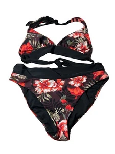 Heat Women’s 2 Piece Bikini Set Size Medium Floral Hibiscus Print - Picture 1 of 6