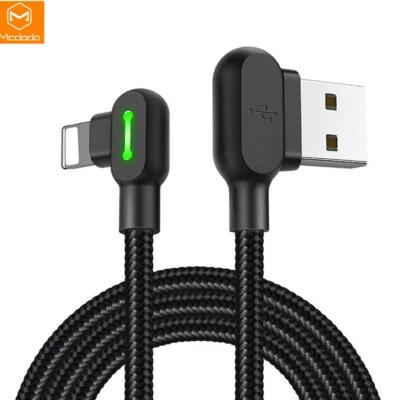 Mcdodo Elbow LED Cable Data Cord Charger for iPhone XS 14 13 12 11 Pro Max SE XR - Image 1 of 4