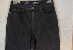 Lee Platinum Label Jeans Sze 12 Classic Fit Black Straight Slimming Stretch NWT - Picture 1 of 7