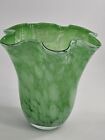 Estate Vintage Light Green And White Art Glass Vase