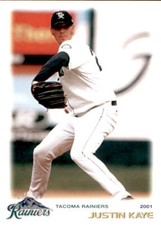2001 Tacoma Rainiers Grandstand #15 Justin Kaye Fort Lauderdale Florida FL Card