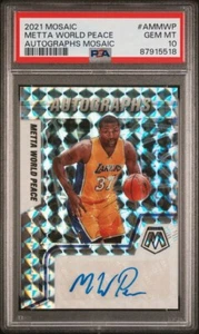 PSA 10 2021 MOSAIC METTA WORLD PEACE RON ARTEST AUTOGRAPHS AUTO RARE LOW POP ! - Picture 1 of 2
