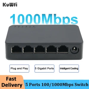 Kuwfi 5 Port Netzwerk Switch 1000Mbps Gigabit RJ45 LAN Hub Desktop Ethernet - Bild 1 von 10