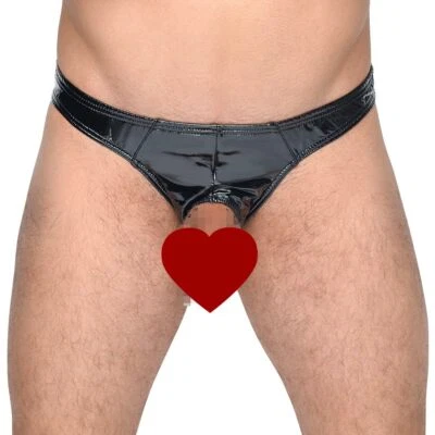 Herren Lack Slip M-XL schwarz maskulin Männer Front-Loch Showmaster "Harper" - Bild 1 von 4