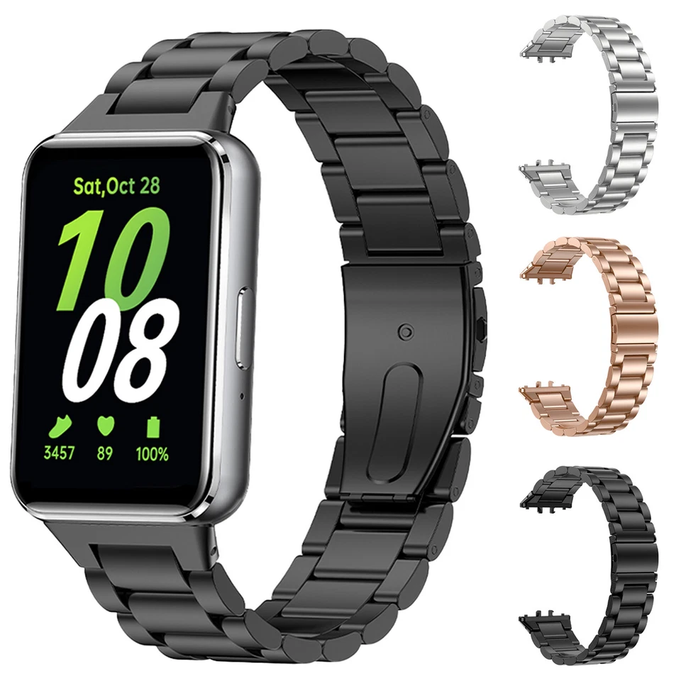 Folding Clasp Solid Stainless Steel Watch band Strap For Samsung Galaxy Fit 3 - Image 1 of 1