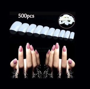 500 PCS White False Acrylic UV Gel Half French Nail Art Tips Tools