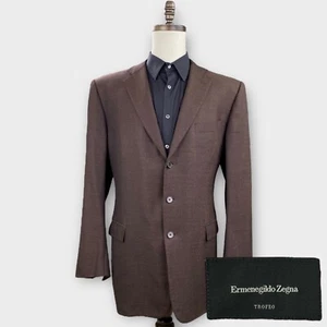 Blazer Ermenegildo Zegna Para Hombres 48R Trofeo Roma Texturizado Marrón Chaqueta Deportiva Ventilada - Imagen 1 de 21