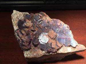 Blue FLUORITE w druzy Quartz - Galena King Mine, Tijeras, New Mexico - Picture 1 of 10