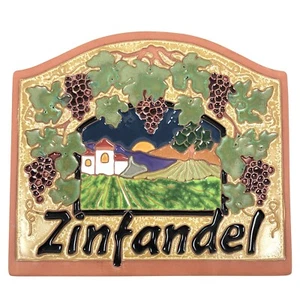 Cindy Wallace Zinfandel Wine Handmade & Painted Terra Cotta Wall Art Napa Valley - Picture 1 of 7