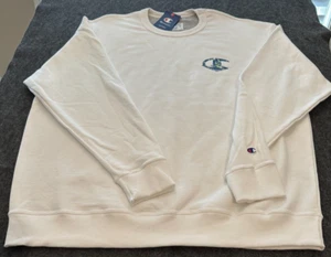 NWT Champion Mens White Crewneck Long Sleeve Sweatshirt SZ 2XL D16 - Picture 1 of 6