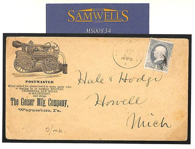 USA ADVERT COVER Geiser Co Penn 1885 *STEAM ENGINE* Vignette MACHINERY MS834 - Image 1 of 2