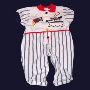 Conjunto a presión de pierna de una pieza Ahoy de envío vintage talla 3-6 meses - Imagen 1 de 6