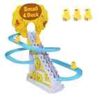Rail course piste musique lumières électrique petit canard escalade escalier jouet