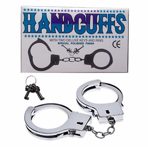 STEEL METAL HANDCUFFS + KEYS Handcuff Hen Do Sexy Stag Night PolicemanHandcuff D