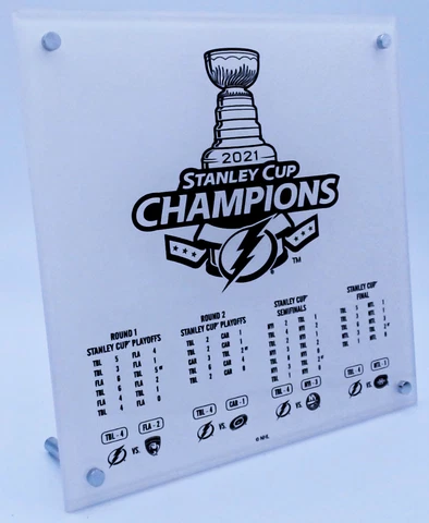 Tampa Bay Lightning 2021 Stanley Cup Champions Desk Plaque in Gift Box (9" x 9") Cover