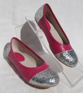 $55 UMI LEOLA Pink Leather Silver Glitter Ballet Flats size Youth Girls US 3 35 - Picture 1 of 6