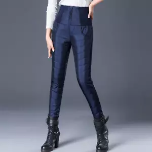 Damen Solide Gepolstert Gesteppt Hose Bleistift Dehnbar Elastisch Taille Winter - Imagen 1 de 18