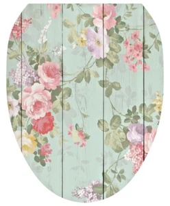Grün Shiplap Floral Vinyl Deckel Abdeckung Abnehmbar Wiederverwendbar Toilette Tattoos - Bild 1 von 3