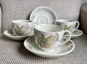 Juego de tres tazas y 4 platillos vintage Peter Rabbit de Wedgwood - Imagen 1 de 9