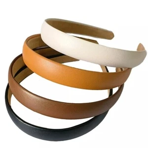 4Pcs Leather Headband Non-slip Fashion Wide Hairbands Hair Hoop for Women Girls - Picture 1 of 6