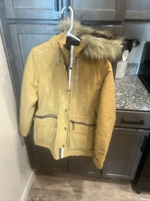 Mujer Body Guante Beige Marrón Cremallera Completa Abrigo con Capucha Piel Sintética Chaqueta de Esquí Talla M Foto 1 de 4