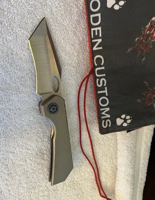 Cuchillos Personalizados Oden Naranja Susoidal Pelado Carpeta Titanio 3.2" 154CM Satinado EE. UU. Foto 1 de 4