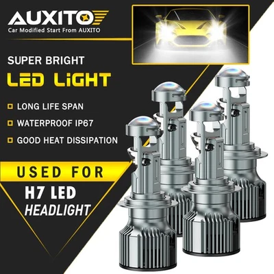 4 AUXITO H7 LED Headlight Bulb Conversion Kit High Low Beam Lamp 6500K White Y19 - Image 1 of 4
