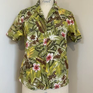 VTG 90s Hawaiian Shirt Erika Farm Rio Vibes Sz S - Picture 1 of 6