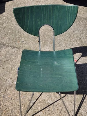 3/7 Mikado 1800 Stuhl / Stahl & Holz/ grün /Design Walter Leeman für Kusch & Co - Bild 1 von 3