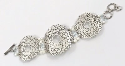 Brighton Waikiki Toggle Bracelet Silver Mother Of Pearl Crystal Beads. #229 - Image 1 of 4